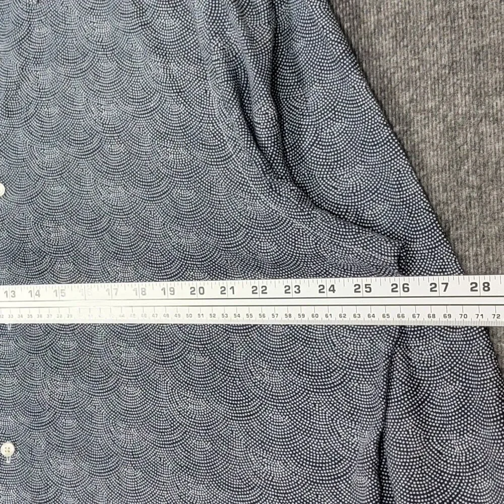 Banana Republic Shirt Mens XXL Blue Polka Dot Camo Print Linen Blend Long Sleeve
